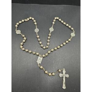 Silver Tone S Paolo Pietro Giovanni Maria Maggore Basilica Rosary Rose Beads